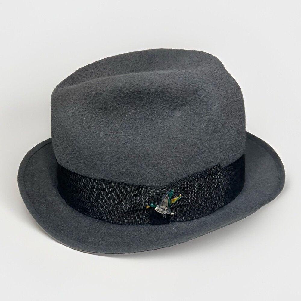 Mallory By Stetson Black Wool Felt Fedora Hat Size 7